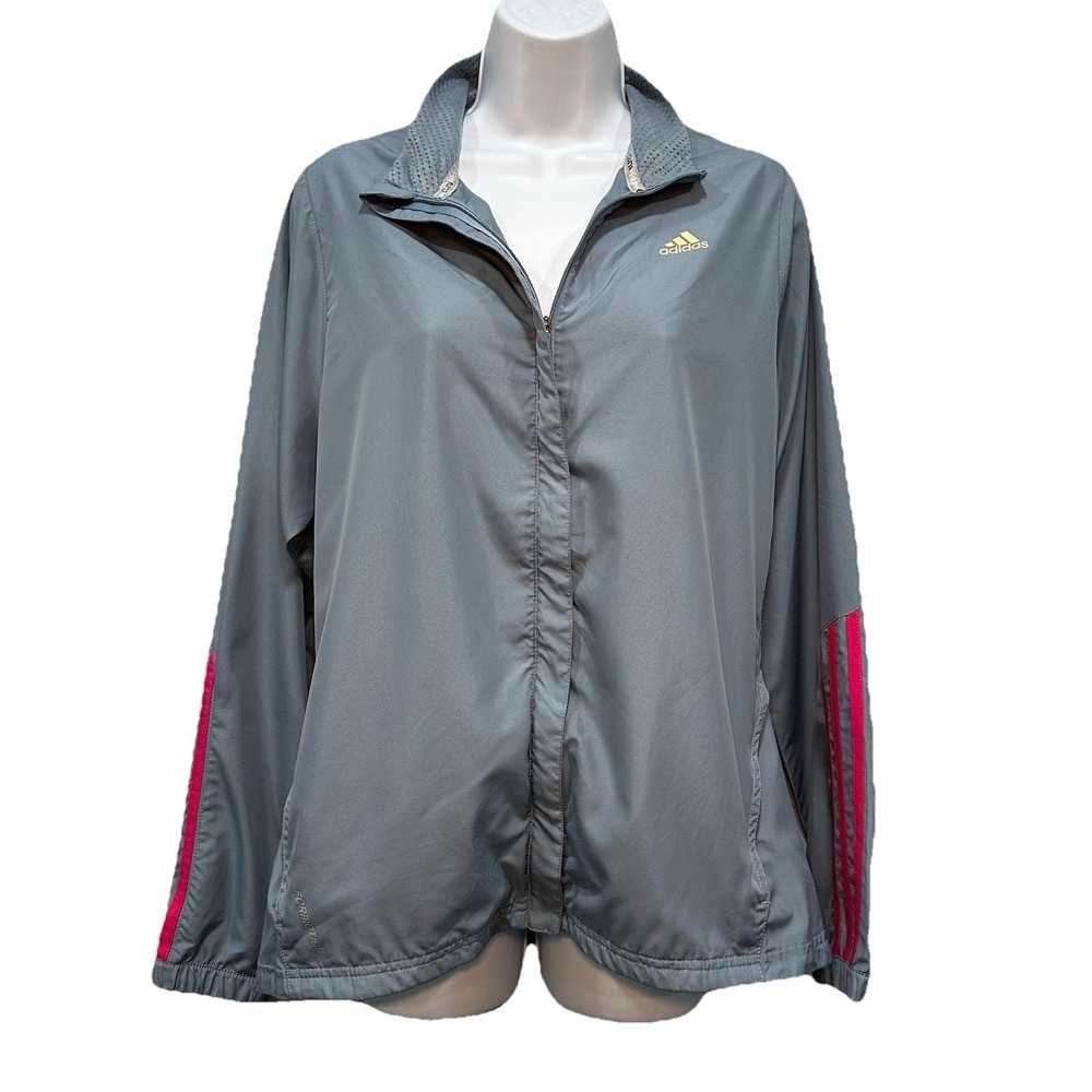 ADIDAS 365 Clima Jacket Women's Size Large Slate Blue Full Zip Pockets Pull Over
